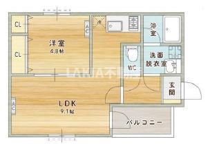 MI・CASA阿倍野昭和町(1LDK/2階)の間取り写真