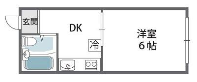 ヤングタウン(1DK/2階)の間取り写真