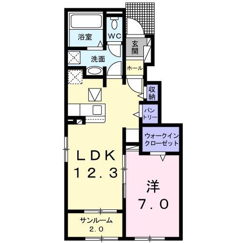 ブルーシャインS一番館(1LDK/1階)の間取り写真