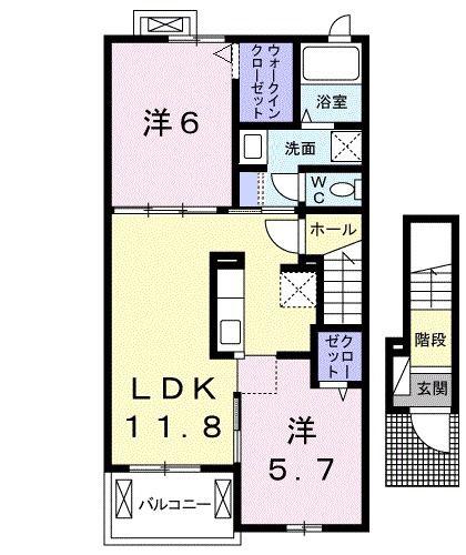 ノイエツァイトV A(2LDK/2階)の間取り写真