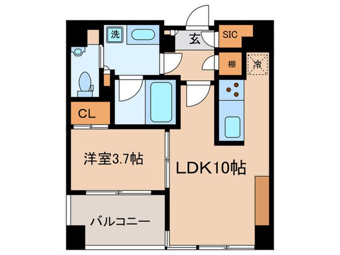 ローレルコート市ヶ谷(1LDK/1階)の間取り写真