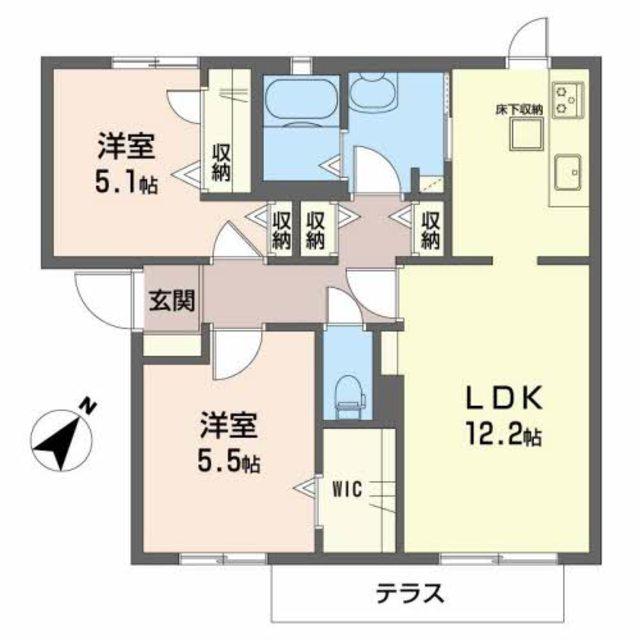カーサ・ミーアIIB棟(2LDK/1階)の間取り写真