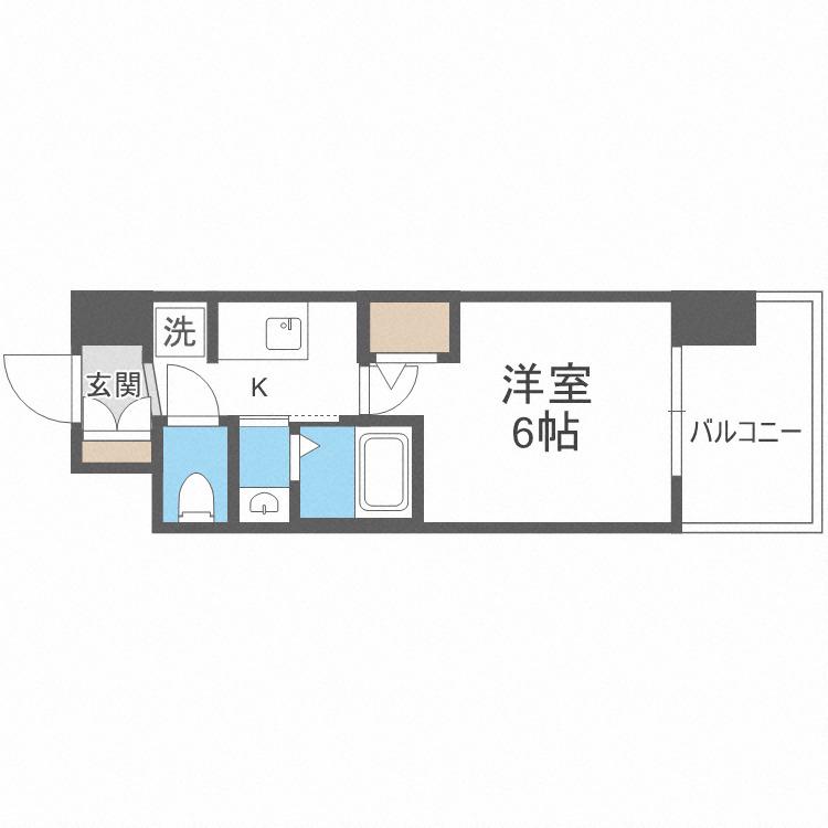 エステムコート大阪ウエストII(1K/13階)の間取り写真