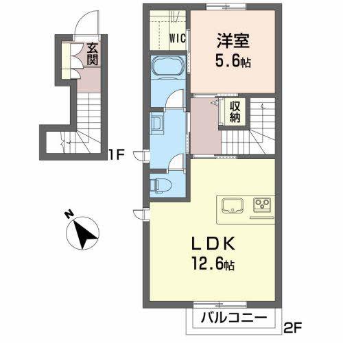 ランバーキャンプキタカミ(1LDK/2階)の間取り写真