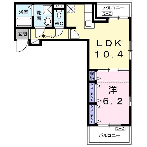 ボヌール・シャンブルV(1LDK/3階)の間取り写真