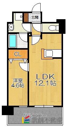 アイサフィール博多駅東(1LDK/6階)の間取り写真