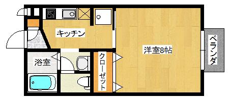 フォレストIITDKK(1K/2階)の間取り写真