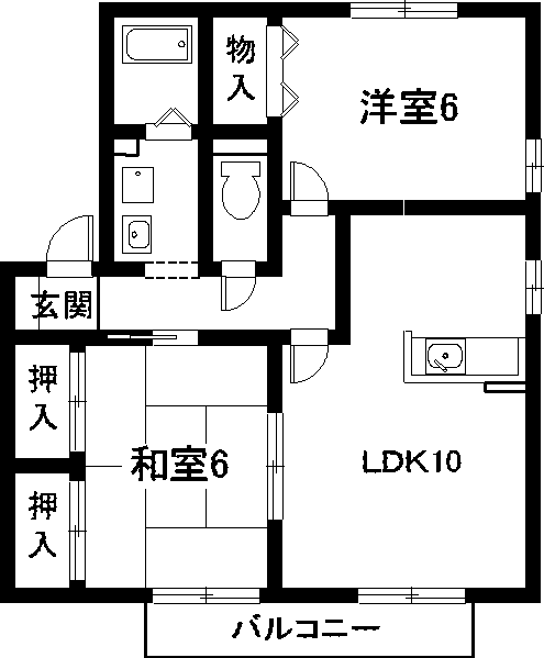 オレンジハウス南館(2LDK/1階)の間取り写真