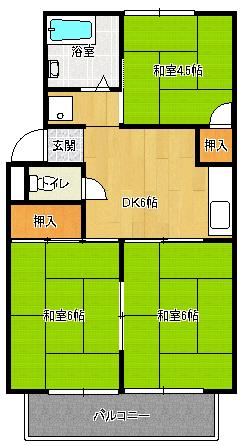 コーポ守田(3DK/1階)の間取り写真