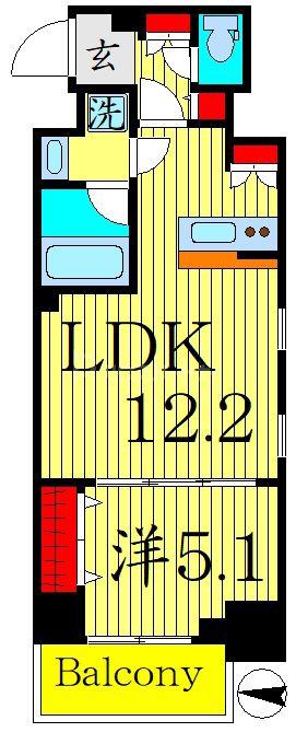 ステージグランデ錦糸町II(1LDK/5階)の間取り写真
