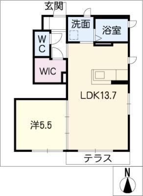 リヴァーレ・J(1LDK/1階)の間取り写真