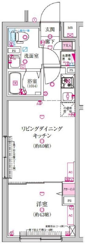 ラフィスタ豪徳寺(1DK/3階)の間取り写真