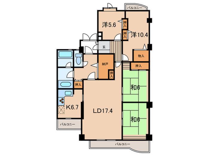 白鷹松下町マンション(4LDK/2階)の間取り写真