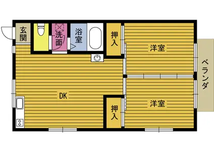 シャト-タナカ(2DK/2階)の間取り写真