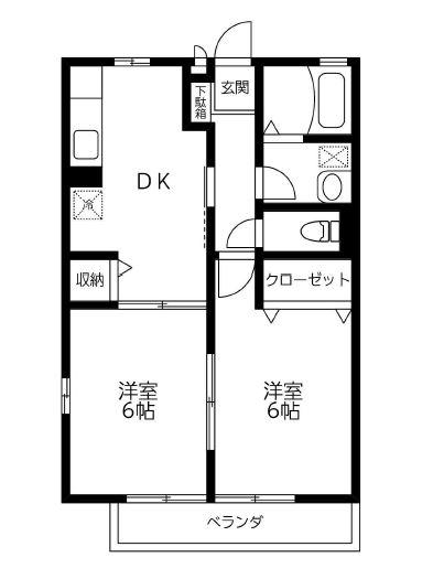 ルーバーアネックス(2DK/1階)の間取り写真