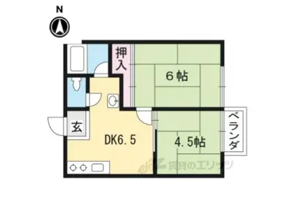 ひまわりハイツ1(2DK/2階)の間取り写真