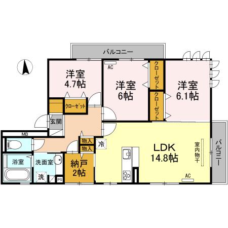 ルボア十禅寺(3LDK/1階)の間取り写真