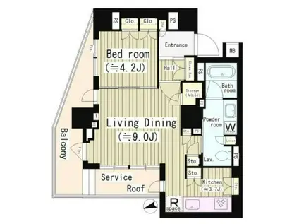 プラウド二子玉川トレサージュ(1LDK/6階)の間取り写真