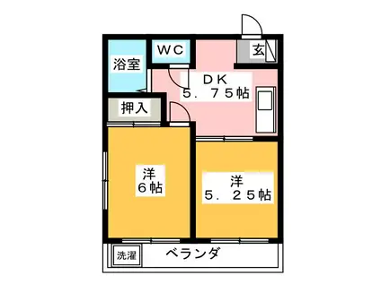 町屋パークサイド居串(2DK/3階)の間取り写真