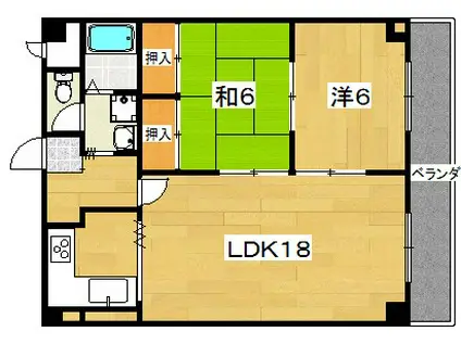 第2クラウンマンション(2LDK/2階)の間取り写真