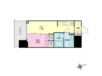 プライムネクサス大森海岸駅前(1DK/9階)の間取り写真