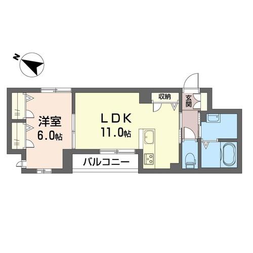 グリナージュ栗原中央(1LDK/1階)の間取り写真