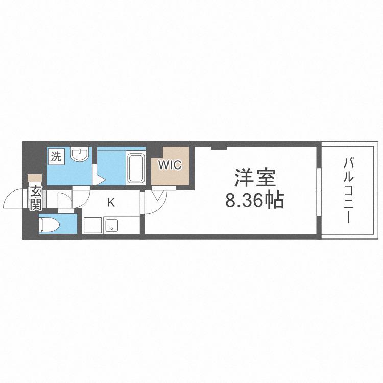 LUXE難波南(1K/9階)の間取り写真