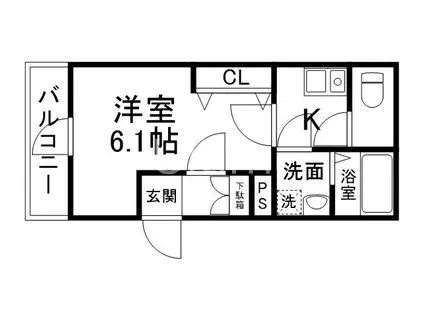 TSUBAKURA(1K/3階)の間取り写真