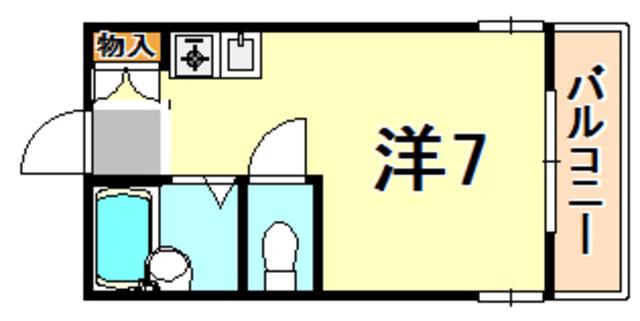 リトル六甲(ワンルーム/1階)の間取り写真