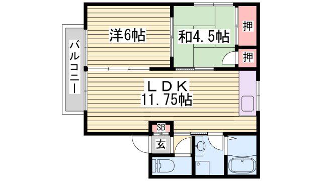 ファミール御立東(2LDK/2階)の間取り写真