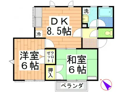 メゾン黒砂台C棟(2DK/1階)の間取り写真