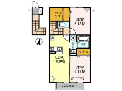 フルール・ドゥ・コルザ(2LDK/2階)の間取り写真
