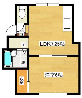 第3パレス日成(1DK/1階)の間取り写真
