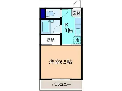 パレスU&U菊川(1K/2階)の間取り写真