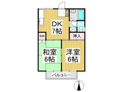 プレジールアズマB棟(2DK/2階)の間取り写真