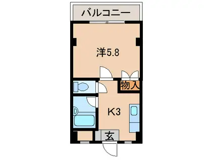 プラティK東松江(1K/4階)の間取り写真