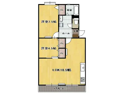 志木宗岡(2LDK/4階)の間取り写真