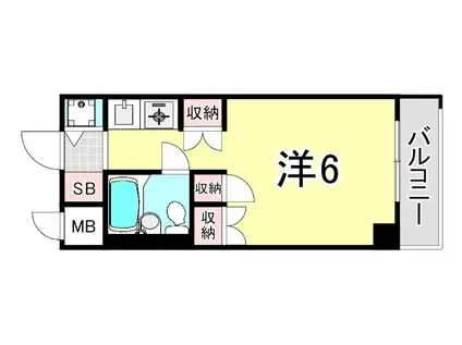 パシフィック南武庫之荘(1K/2階)の間取り写真