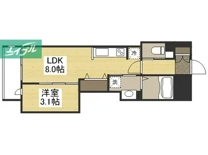 月光 大雲寺(1LDK/9階)の間取り写真
