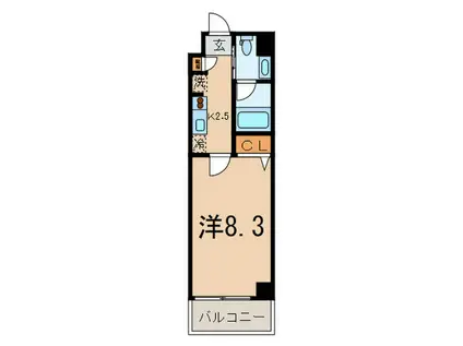 エスティメゾン三軒茶屋II(1K/2階)の間取り写真