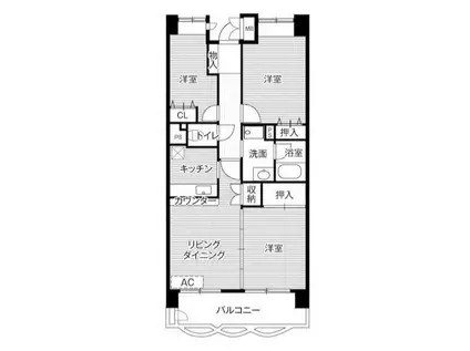 ビレッジハウス潮見タワー 1号棟(3LDK/3階)の間取り写真