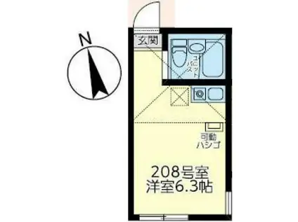さくら小島新田(ワンルーム/2階)の間取り写真
