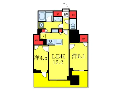 パークホームズ文京本駒込(2LDK/10階)の間取り写真