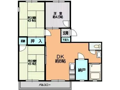 パークサイドミヤビ(3DK/4階)の間取り写真