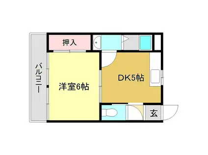 コスモハイツ高須(1DK/2階)の間取り写真