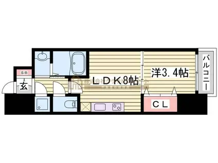 SERENITE三宮(1LDK/8階)の間取り写真