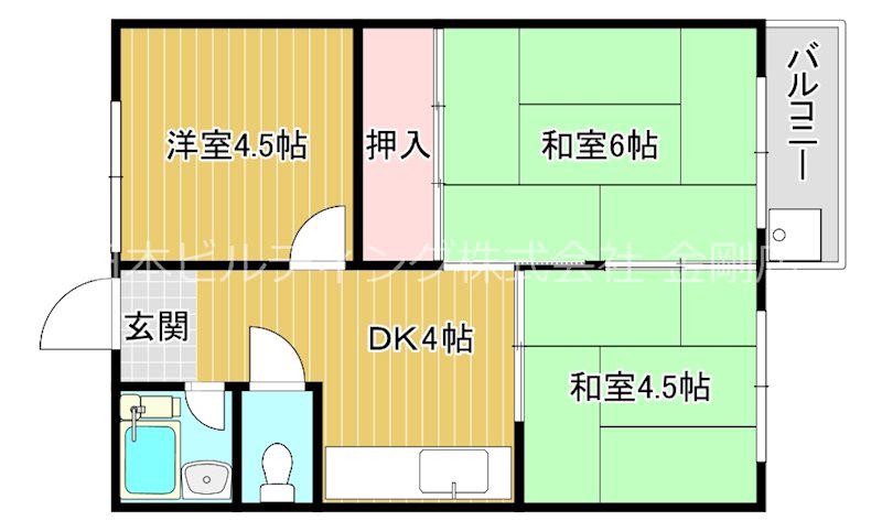 小田第一マンション(3DK/2階)の間取り写真
