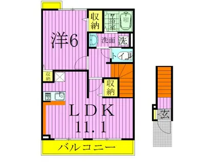 ファインアベニューⅡ(1LDK/2階)の間取り写真