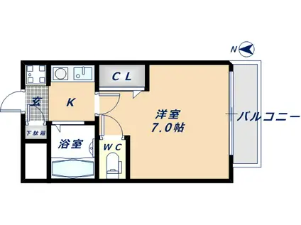 リンクスイン東大阪パートⅡ(1K/4階)の間取り写真