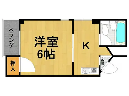 ロイヤルハイツ武庫之荘(1K/2階)の間取り写真